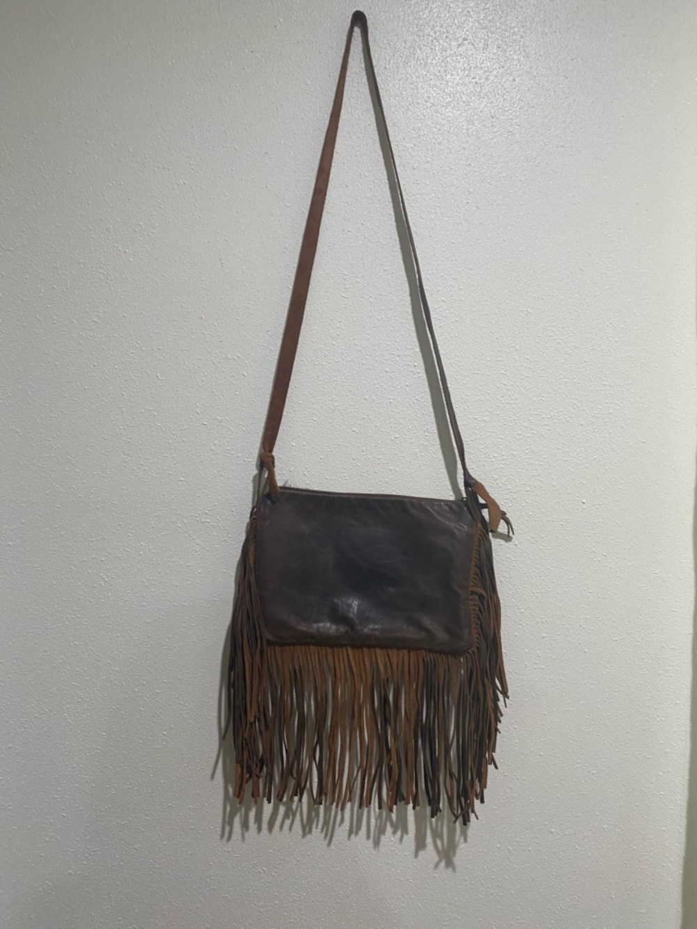 Upcycled LV leopard print on calf hair leather fringe bag - Picture 4 of 8